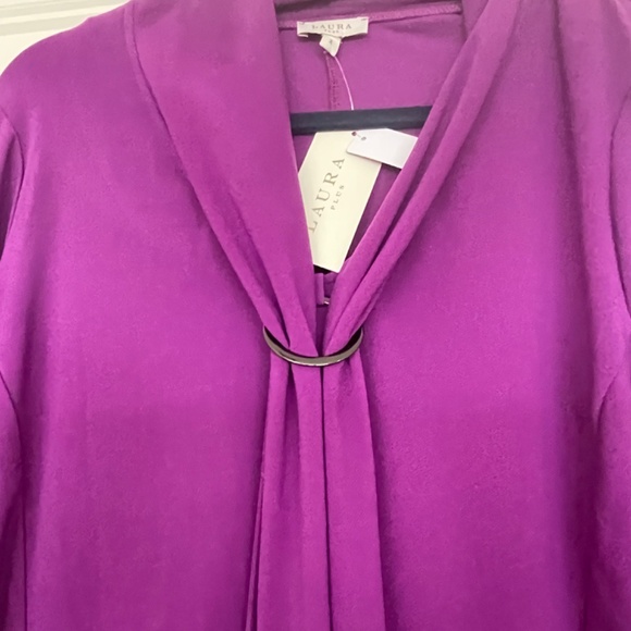 NWT Tie Neck Laura Purple Top, X - Picture 2 of 4